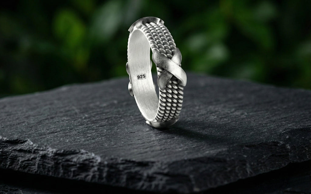 925 Ayar Gümüş Halat Yüzük – Erkekler ve Kadınlar için Alyans