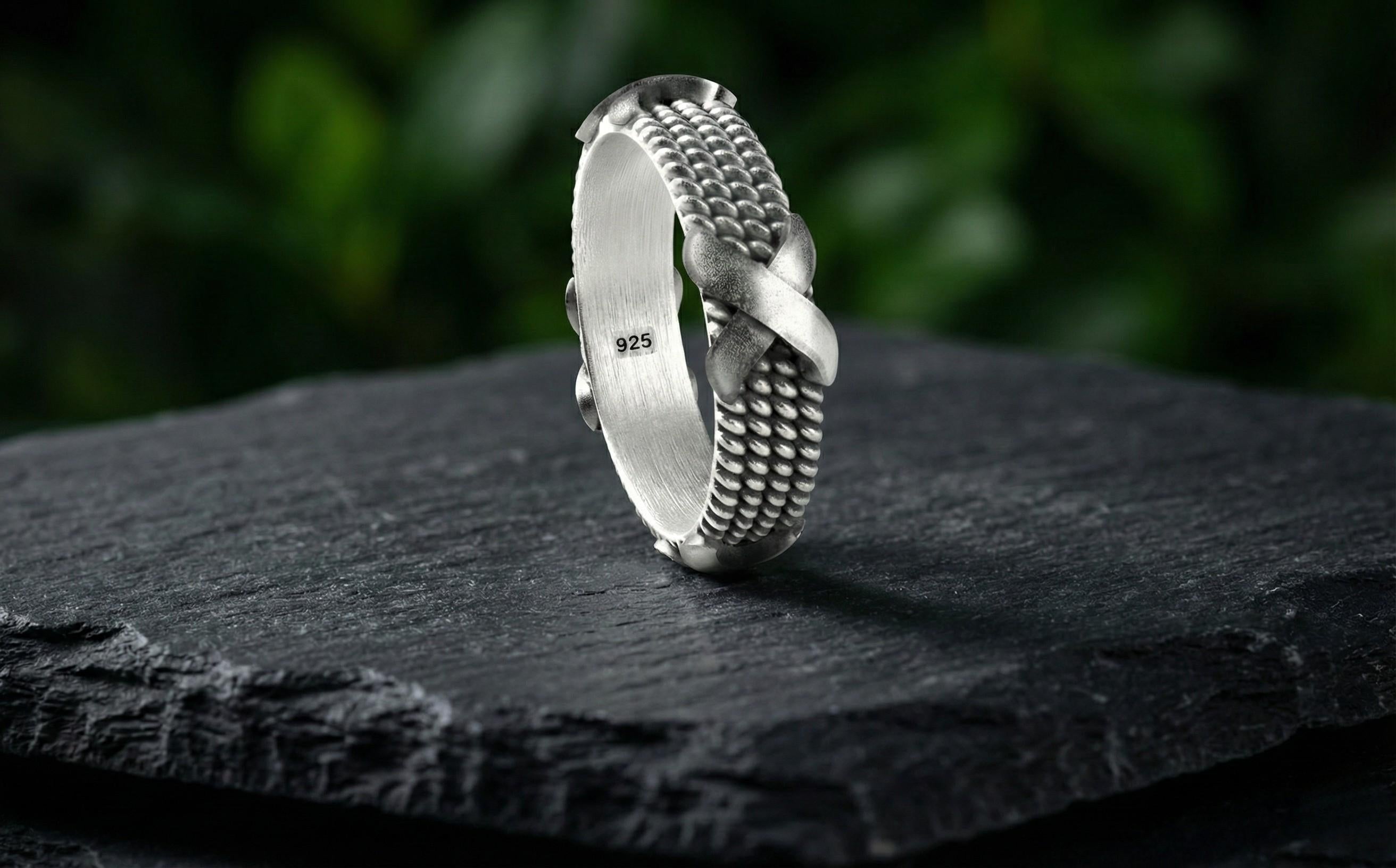 925 Ayar Gümüş Halat Yüzük – Erkekler ve Kadınlar için Alyans