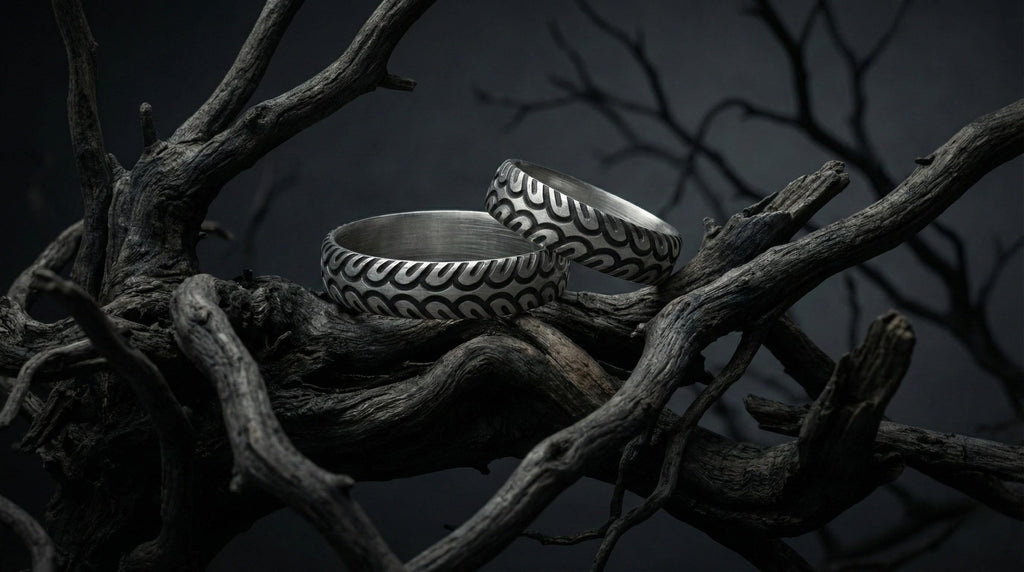 925 Ayar Gümüş Arazi Lastiği Desenli Unisex Yüzük