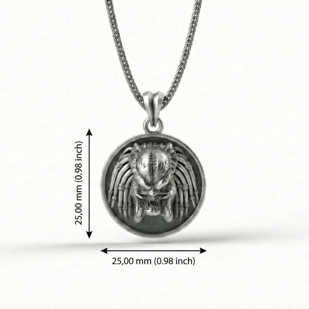 Uzaylı Canavar Kolye Oksitlenmiş Gümüş Korku Temalı Takı