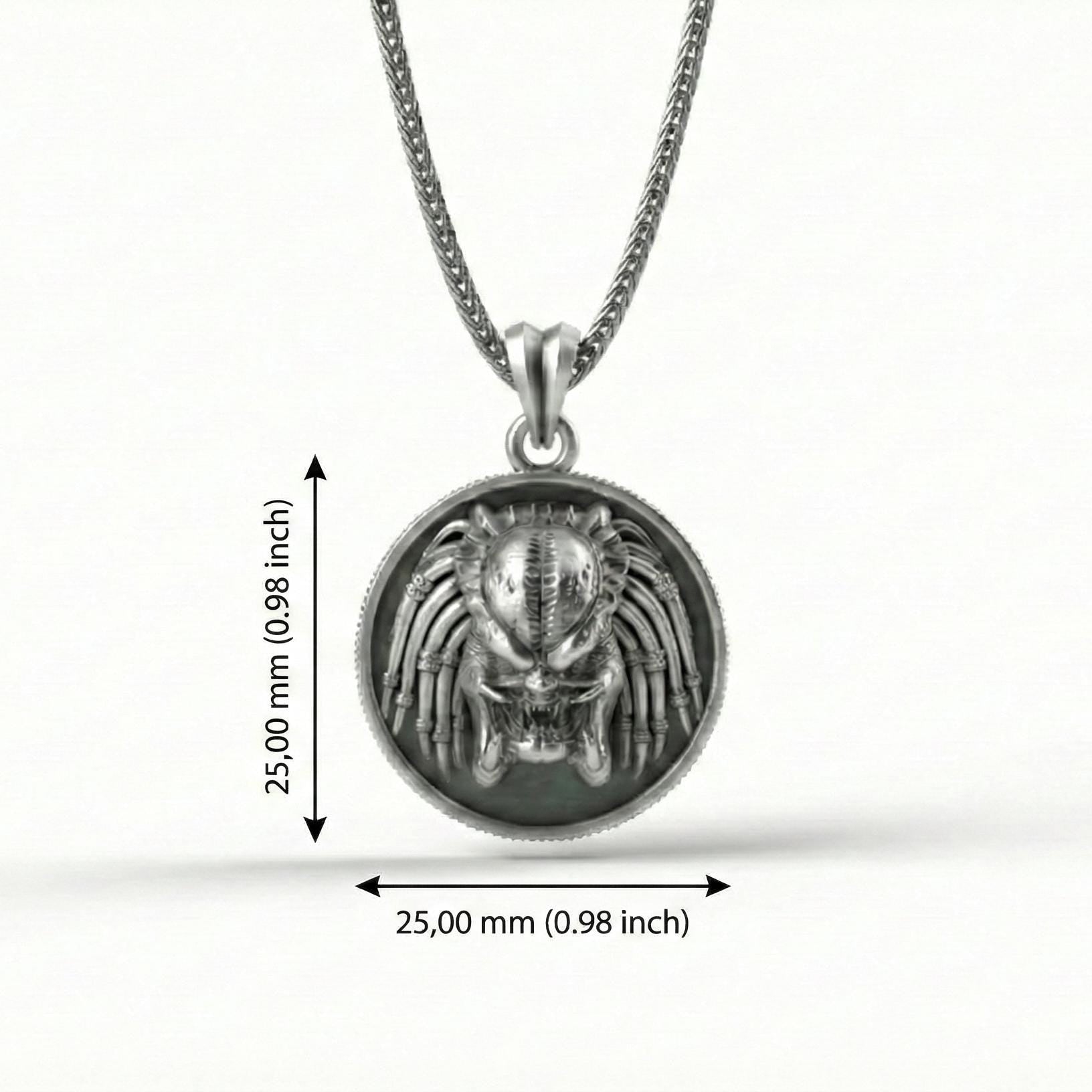 Uzaylı Canavar Kolye Oksitlenmiş Gümüş Korku Temalı Takı