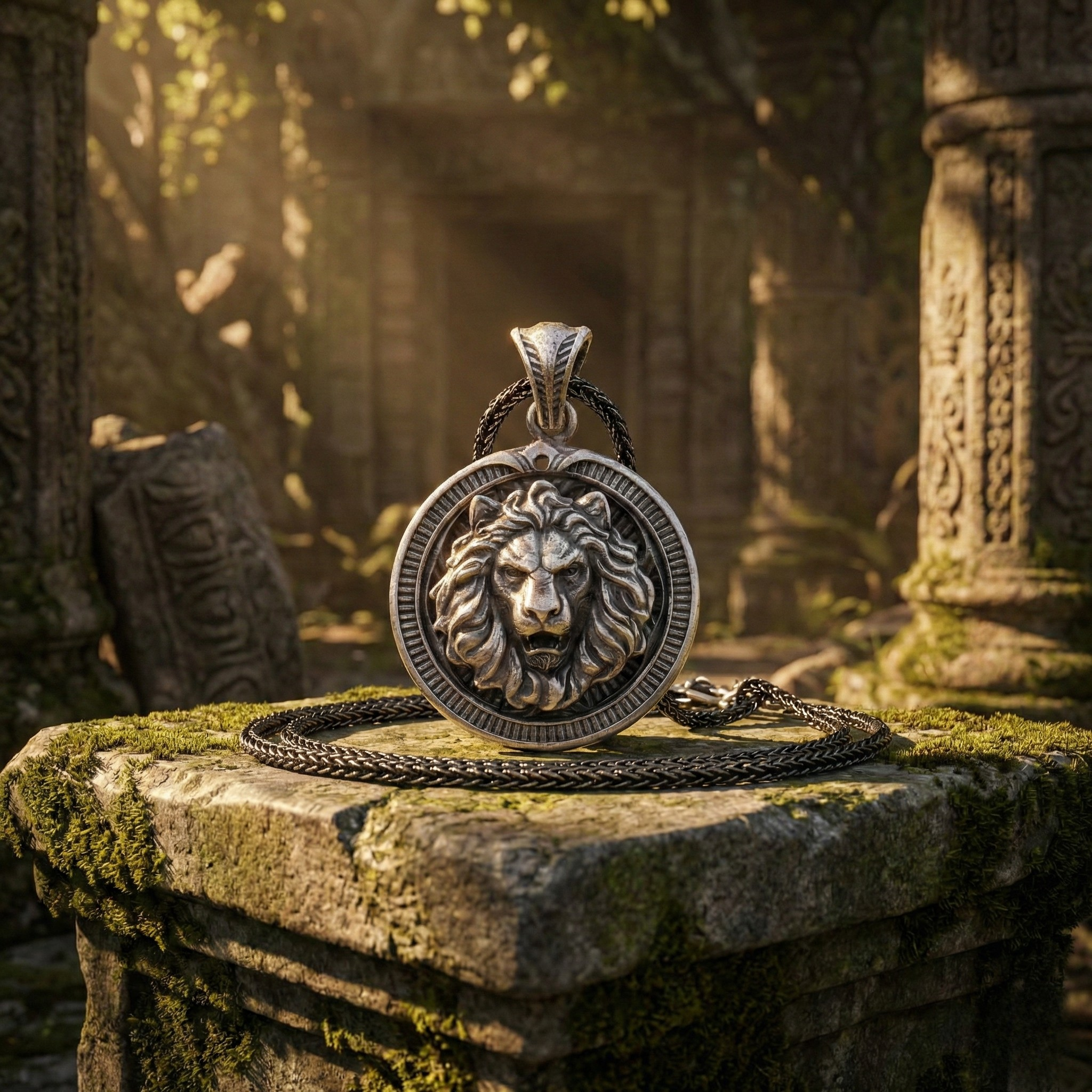Aslan Kolye: Oksitli 925 Ayar Gümüş - Gotik Erkek Takısı