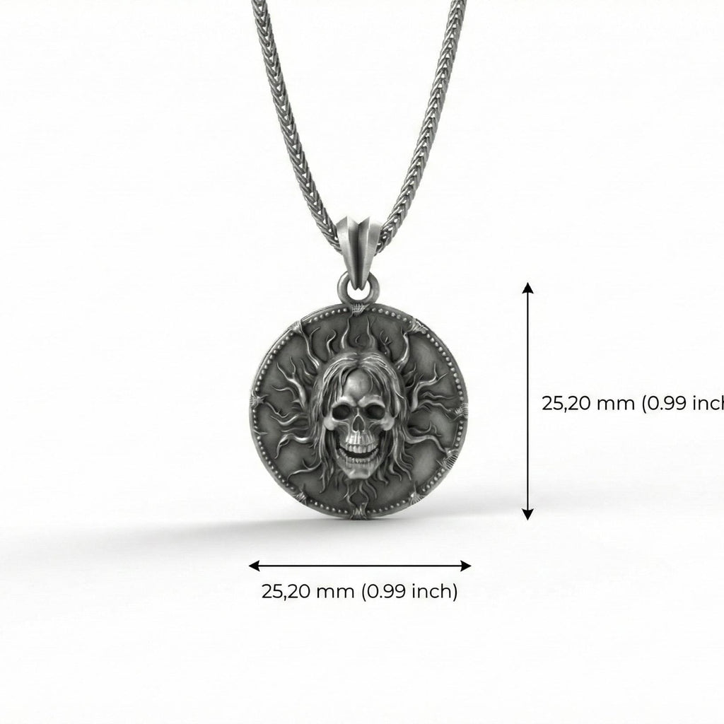 Gotik Kafatası Gümüş Korku Temalı Kolye