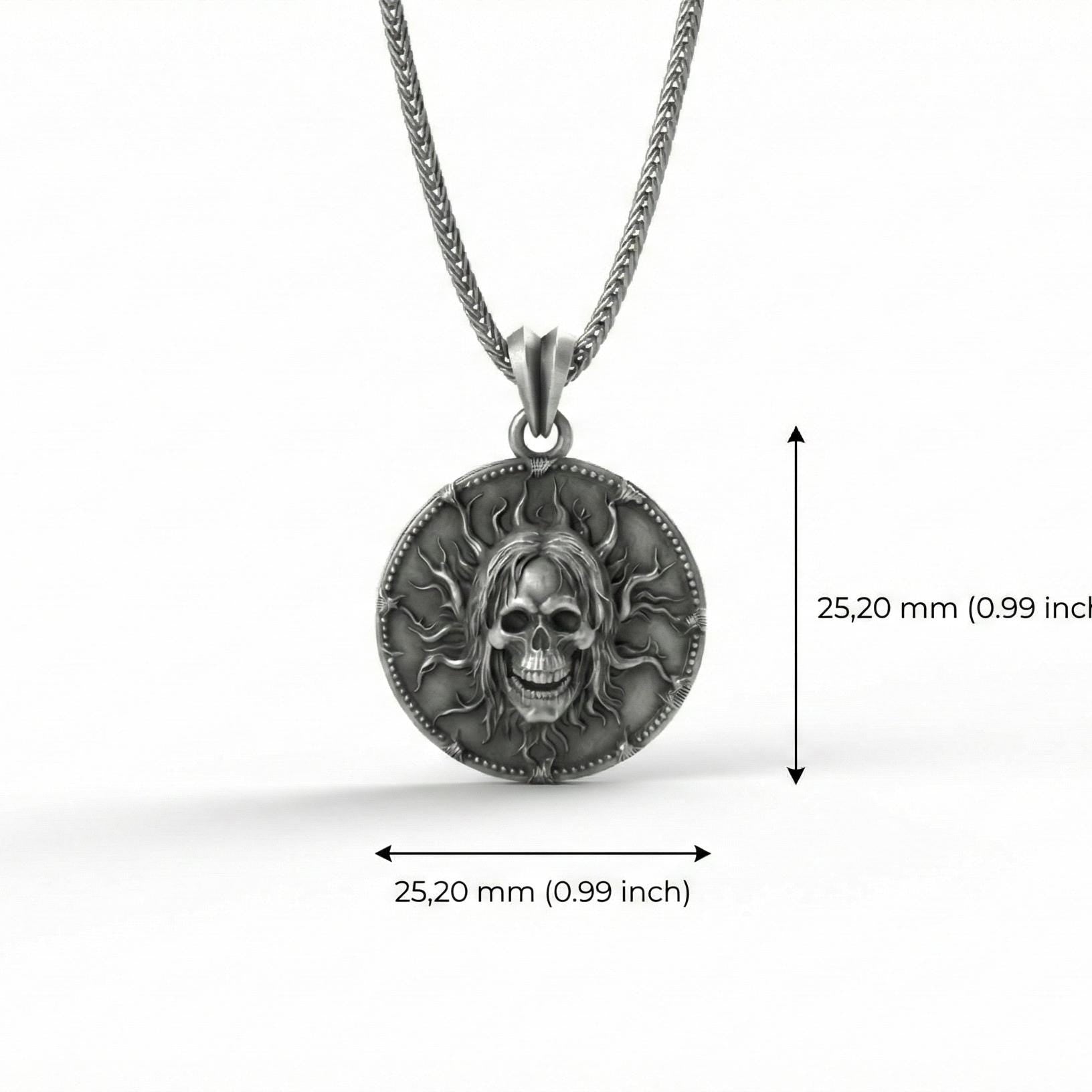 Gotik Kafatası Gümüş Korku Temalı Kolye