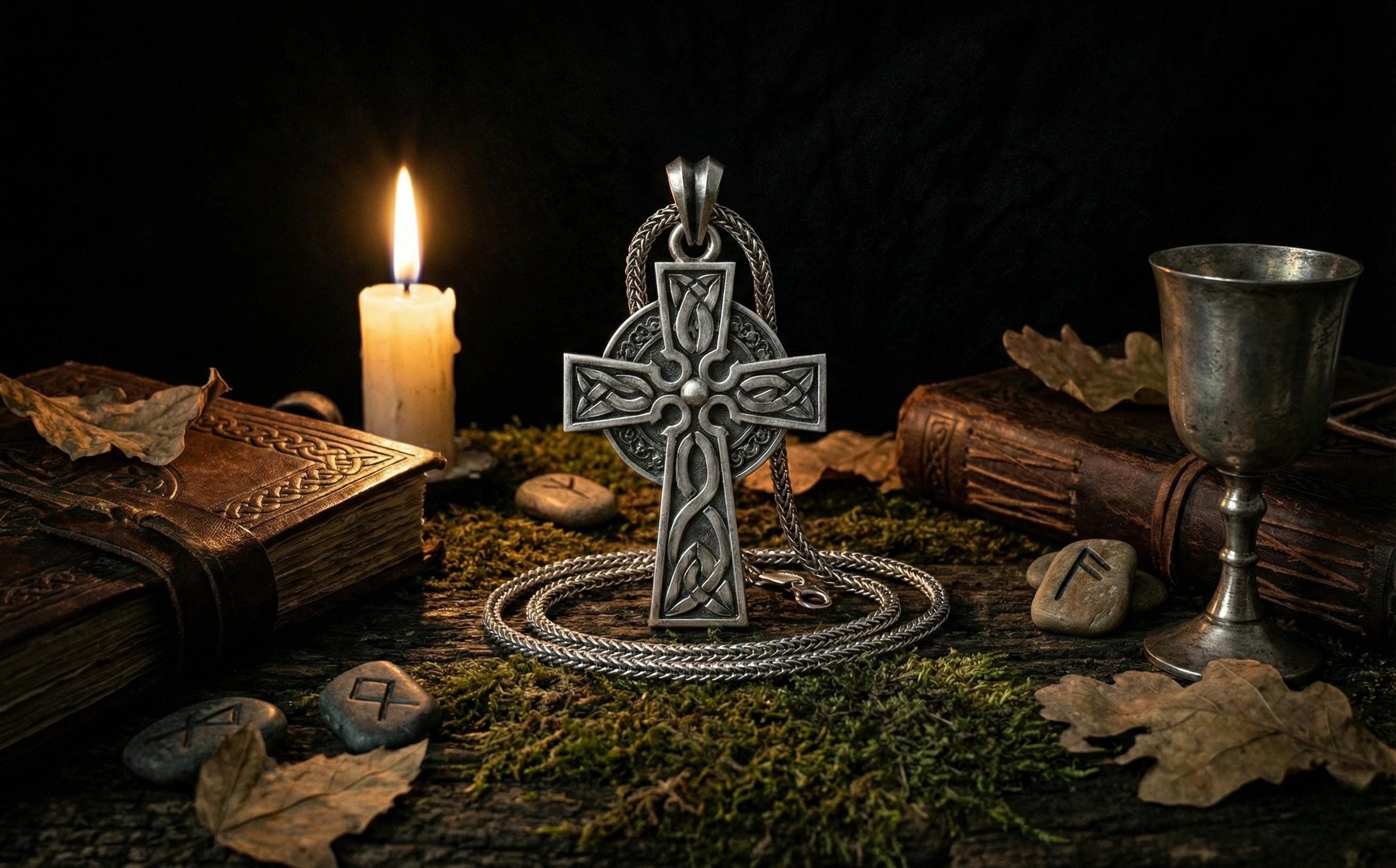 Antik Gümüş Hristiyan Haçı Kolye Ucu