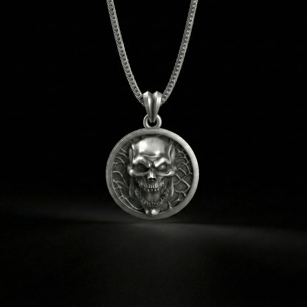 Canavar Kafası Kolye Oksitlenmiş Gümüş Korku Temalı Takı