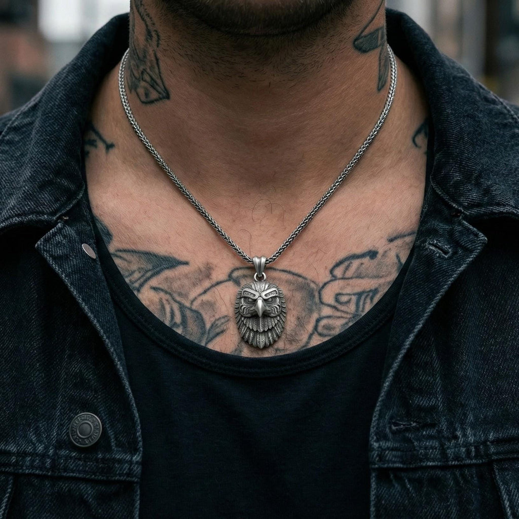 Gümüş Kartal Başlı Kolye Ucu