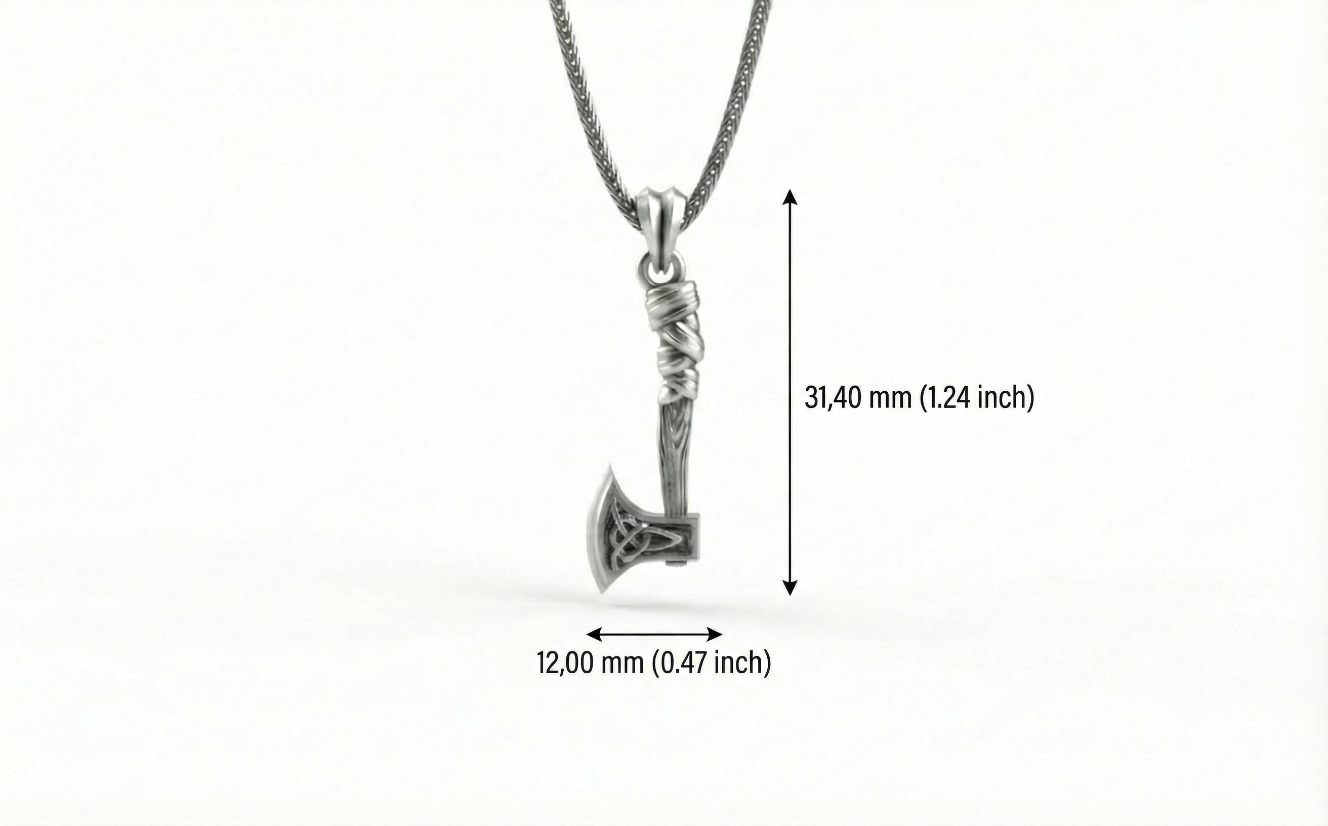 Viking Baltası Kolye Ucu Antik Gümüş İskandinav Takısı