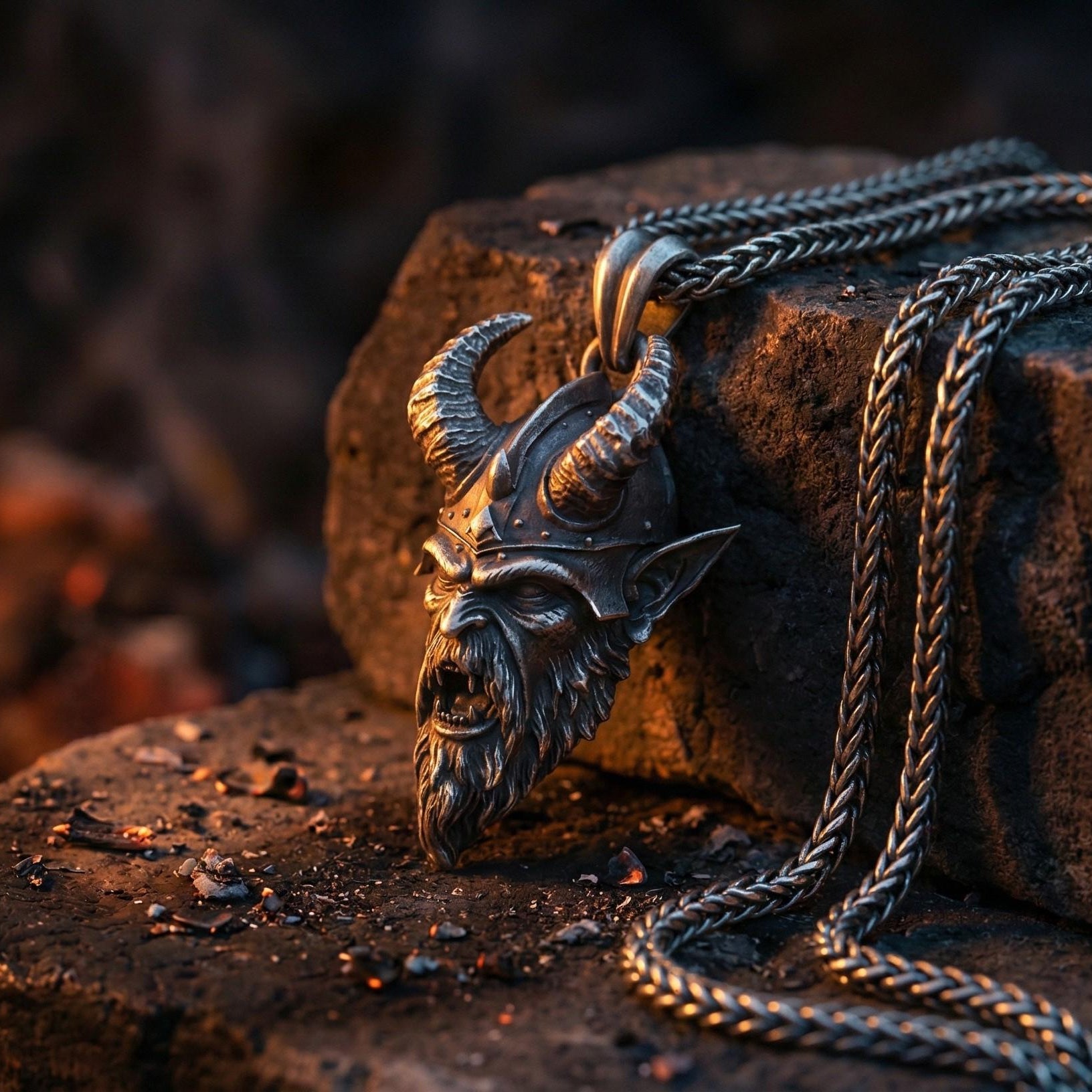 Boynuzlu Viking Kolye Ucu Gümüş İskandinav Savaşçı Takısı