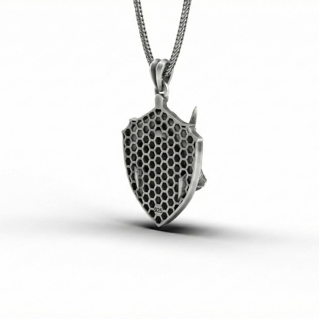 Şövalye Kalkanı Gümüş Kolye Ortaçağ Savaşçı Takısı