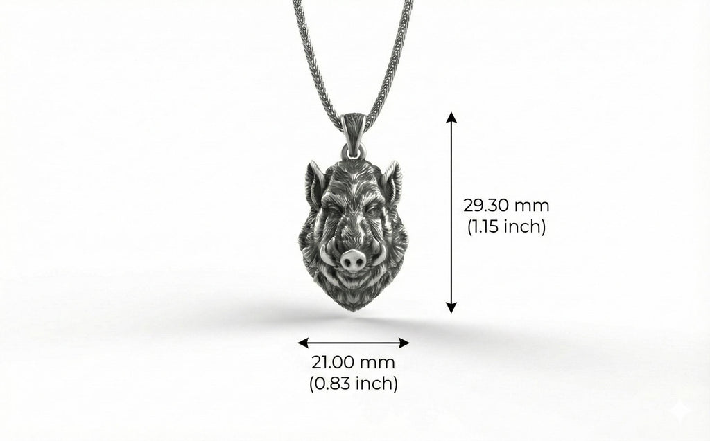 Yaban Domuzu Kolye Gümüş Hayvan Takısı