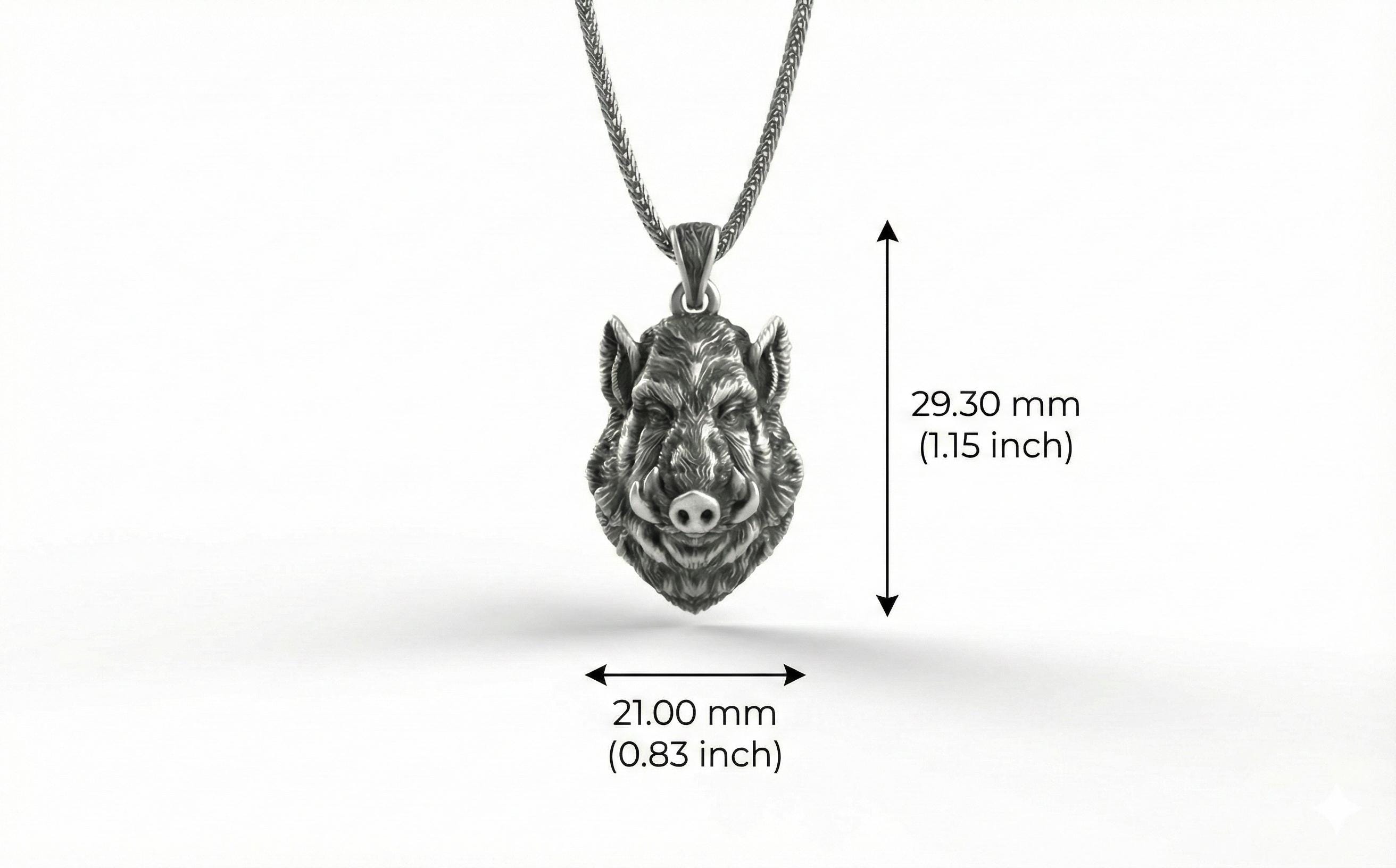 Yaban Domuzu Kolye Gümüş Hayvan Takısı