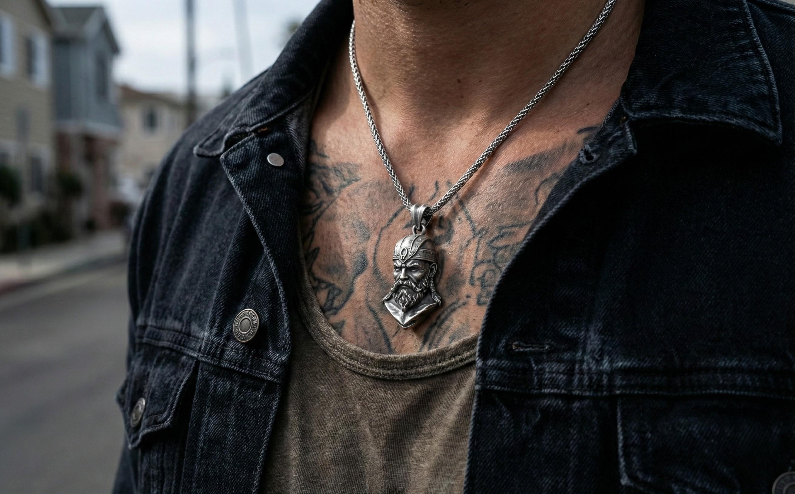 Viking Savaşçısı Kolye Ucu Gümüş İskandinav Mitolojisi Takısı