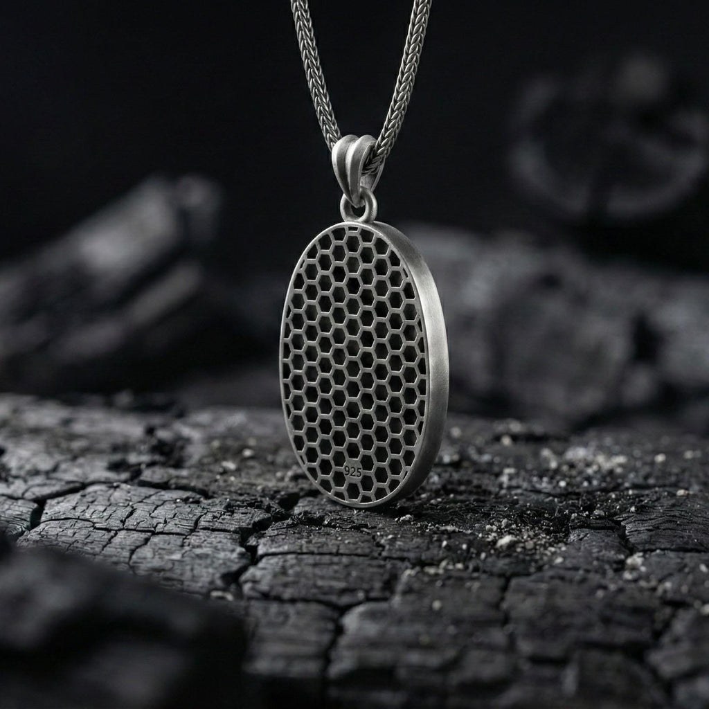 Roma Gladyatör Kolye Ucu Oksitlenmiş Gümüş Savaşçı Kalkanı Şeklinde Takı