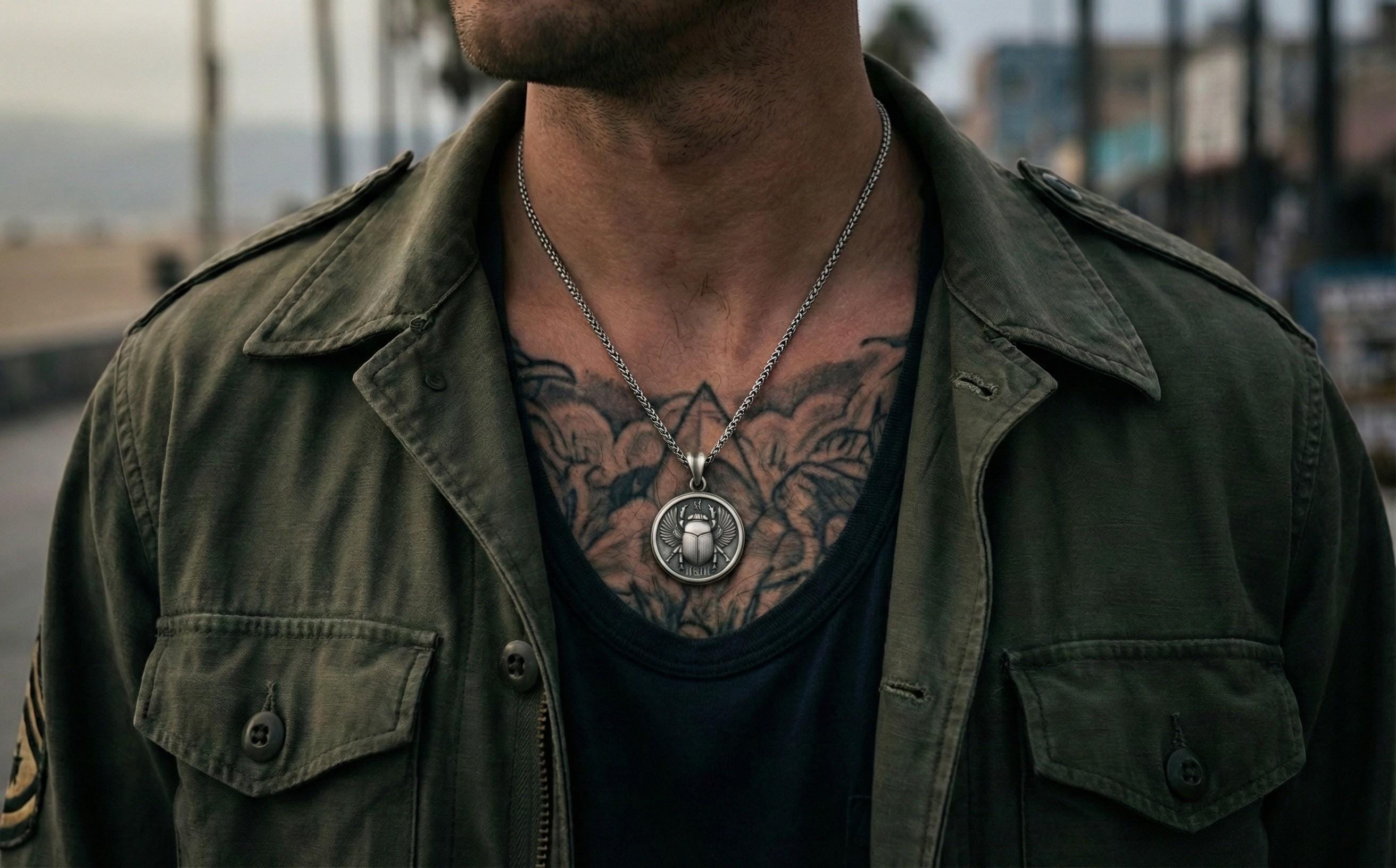 Mısır Böceği Gümüş Kolye Antik Mısır Temalı Takı