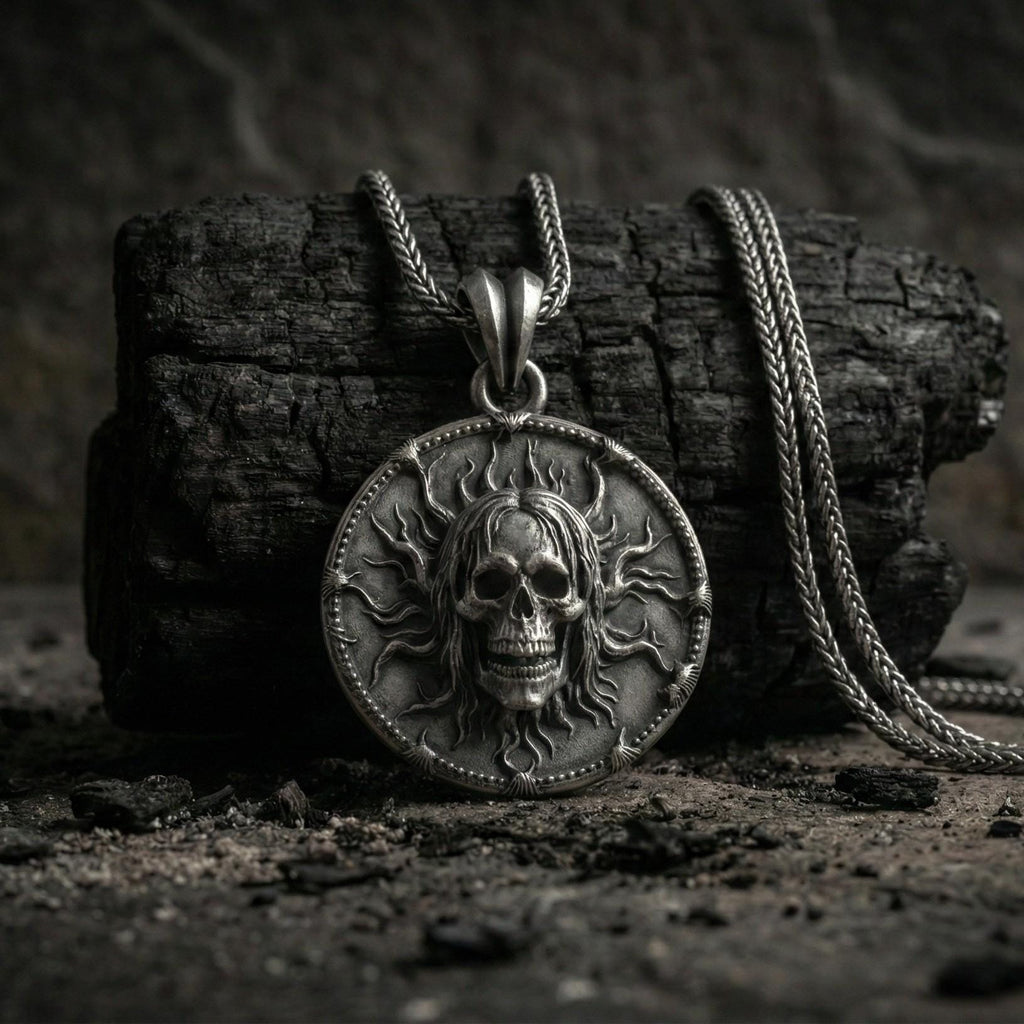 Gotik Kafatası Gümüş Korku Temalı Kolye