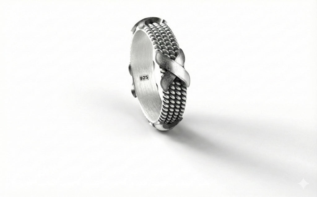 925 Ayar Gümüş Halat Yüzük – Erkekler ve Kadınlar için Alyans