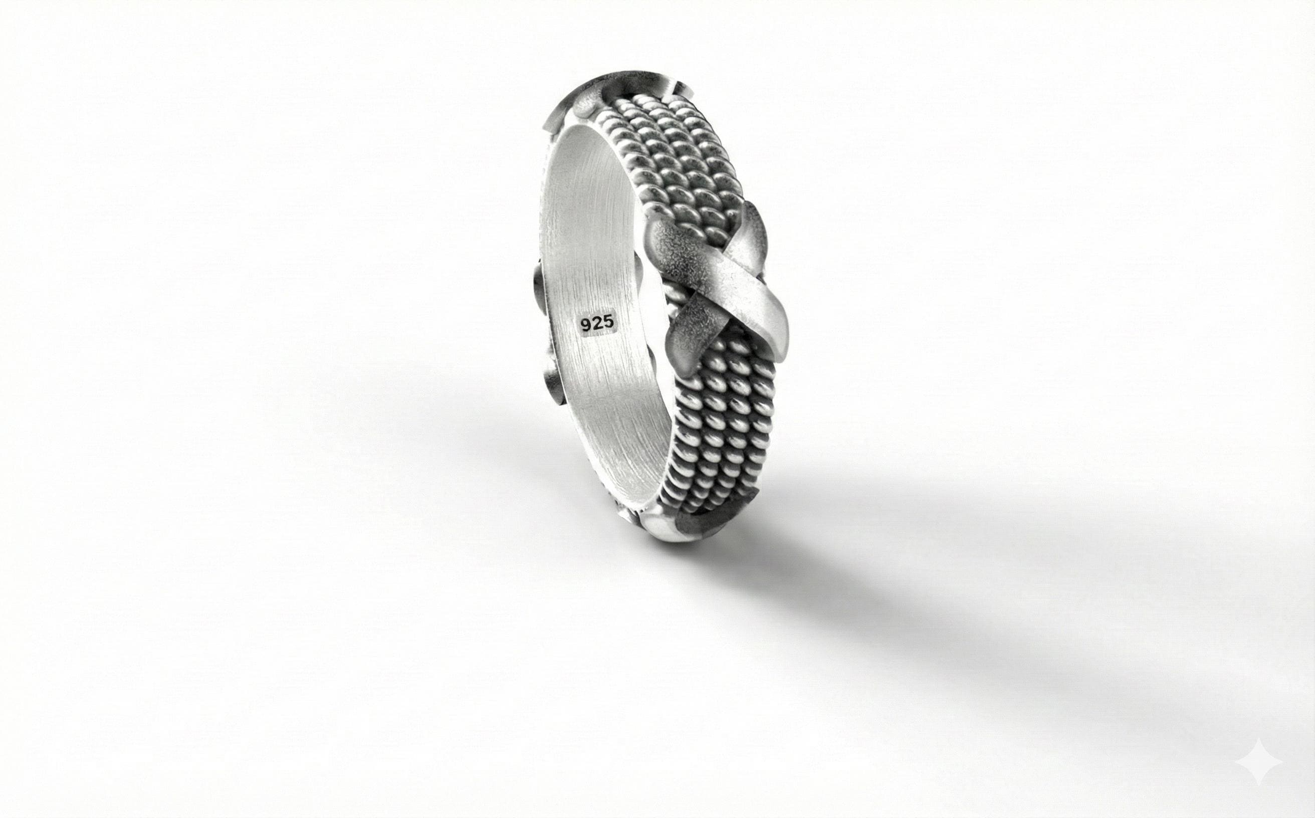 925 Ayar Gümüş Halat Yüzük – Erkekler ve Kadınlar için Alyans