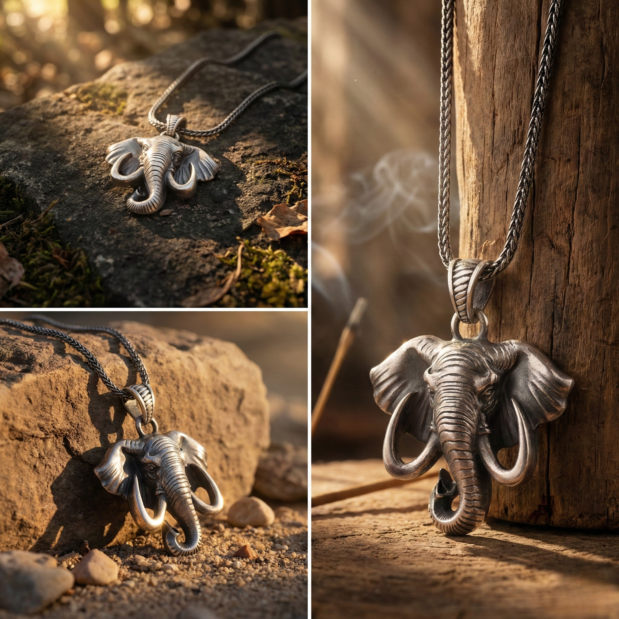 Fil Kolye Ucu: Oksitli Gümüş - El Yapımı Takı