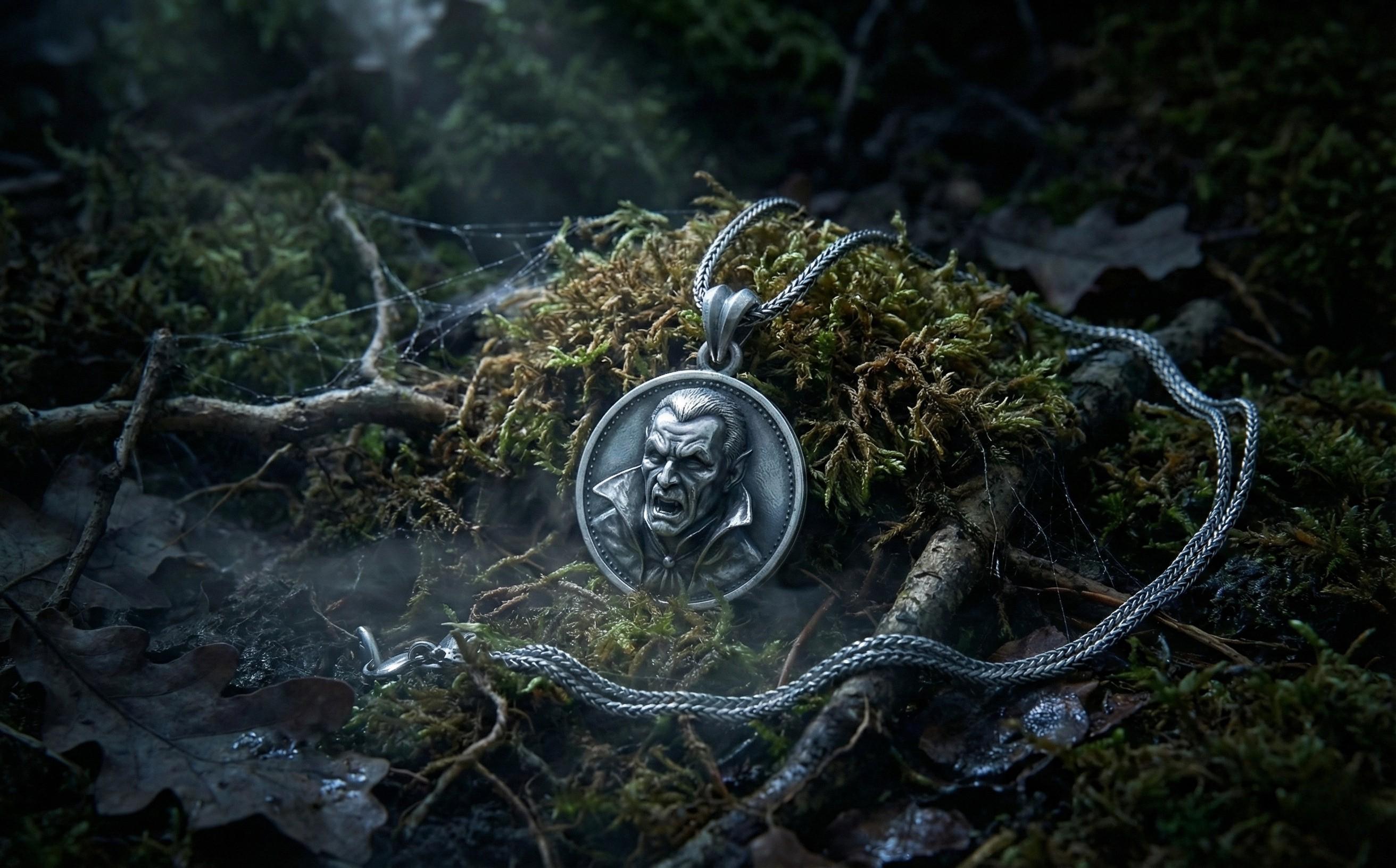 Vampir Madalyon Kolye, Gümüş Gotik Takı