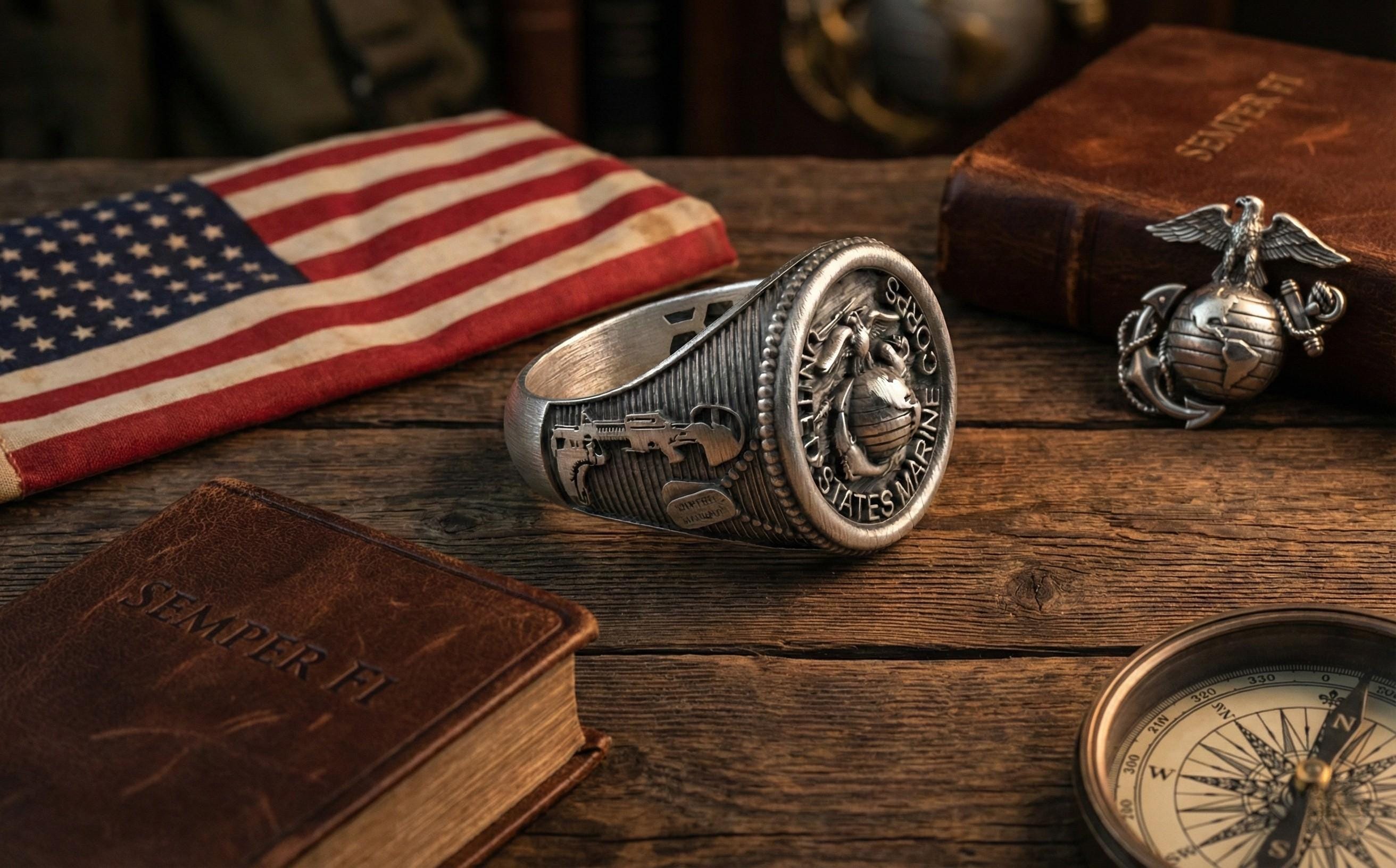 Amerika Deniz Piyadeleri Yüzüğü – ABD Deniz Piyadeleri Askeri Amblemi Yüzüğü