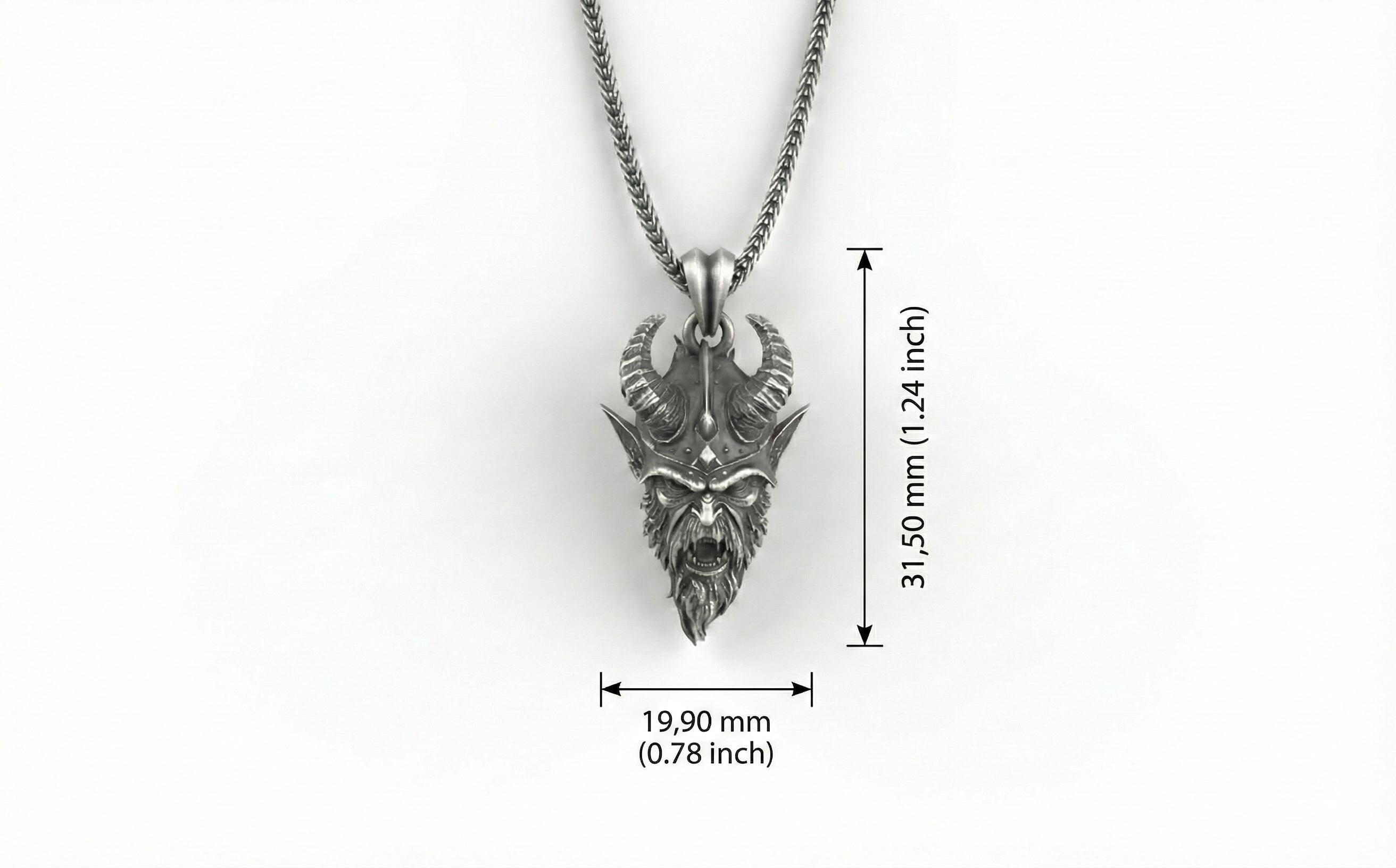 Boynuzlu Viking Kolye Ucu Gümüş İskandinav Savaşçı Takısı