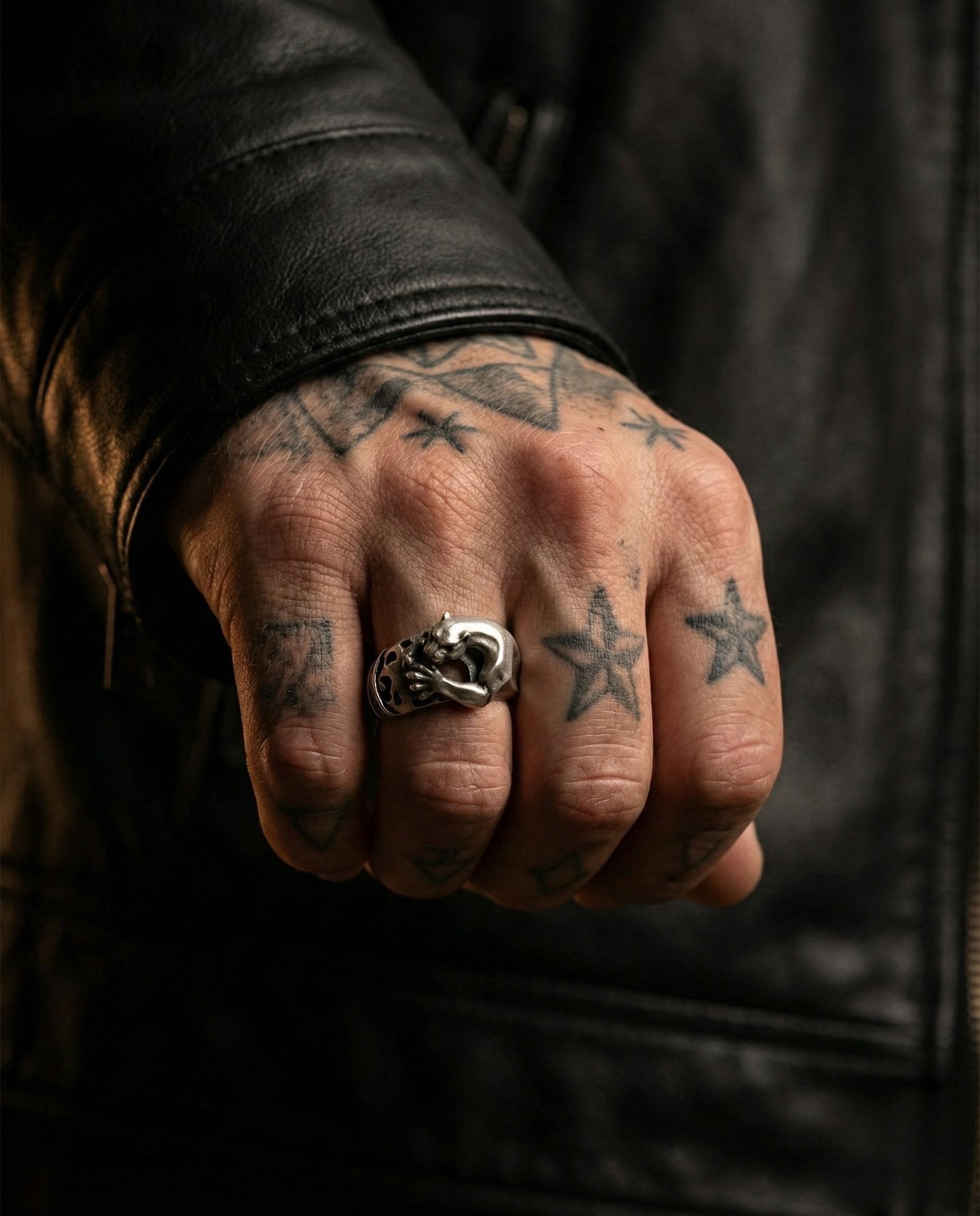 Oksitlenmiş Gümüş Panter Yüzük