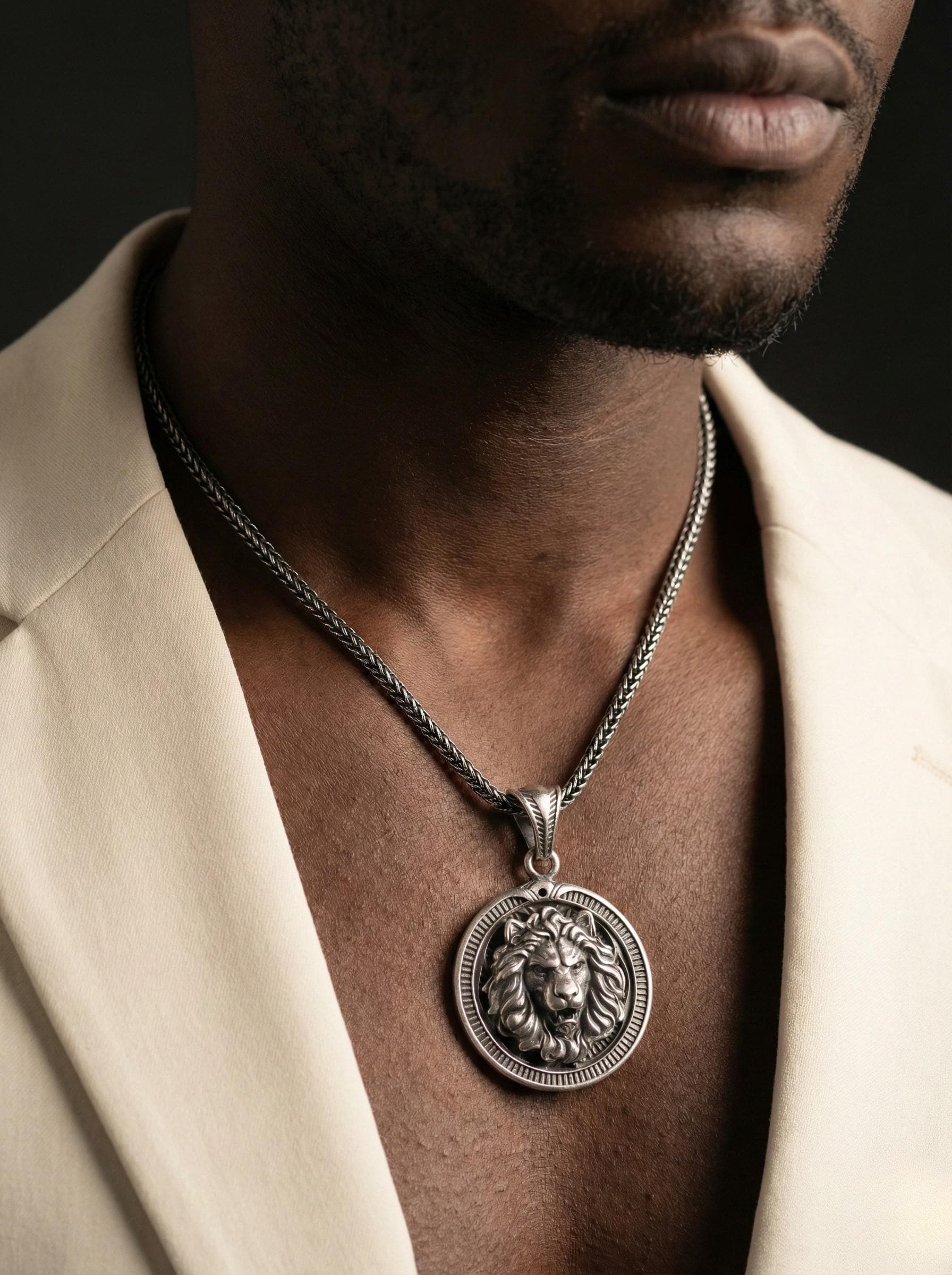 Aslan Kolye: Oksitli 925 Ayar Gümüş - Gotik Erkek Takısı
