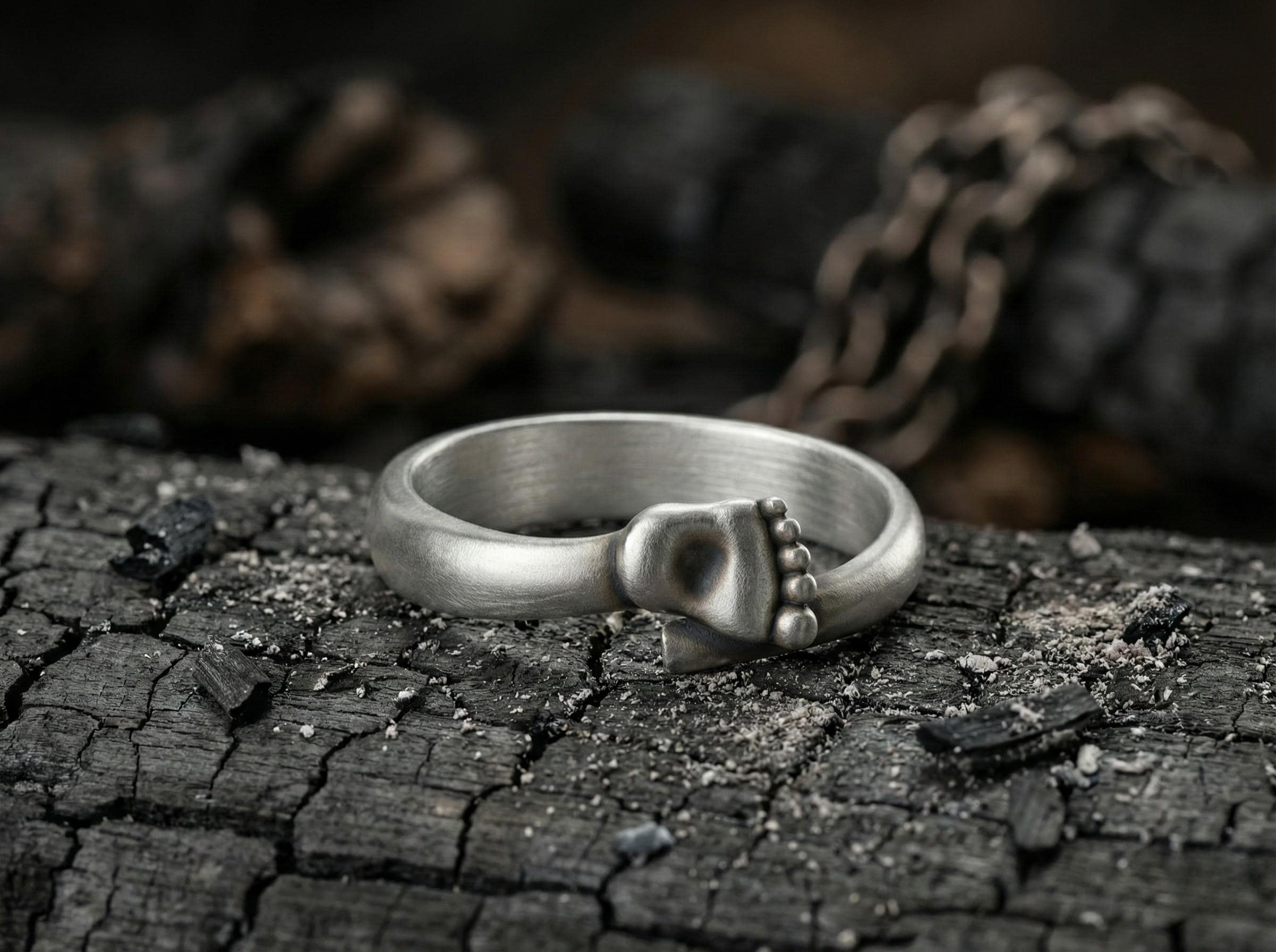 Gümüş Bebek Ayak İzi Ayarlanabilir UnisexYüzük