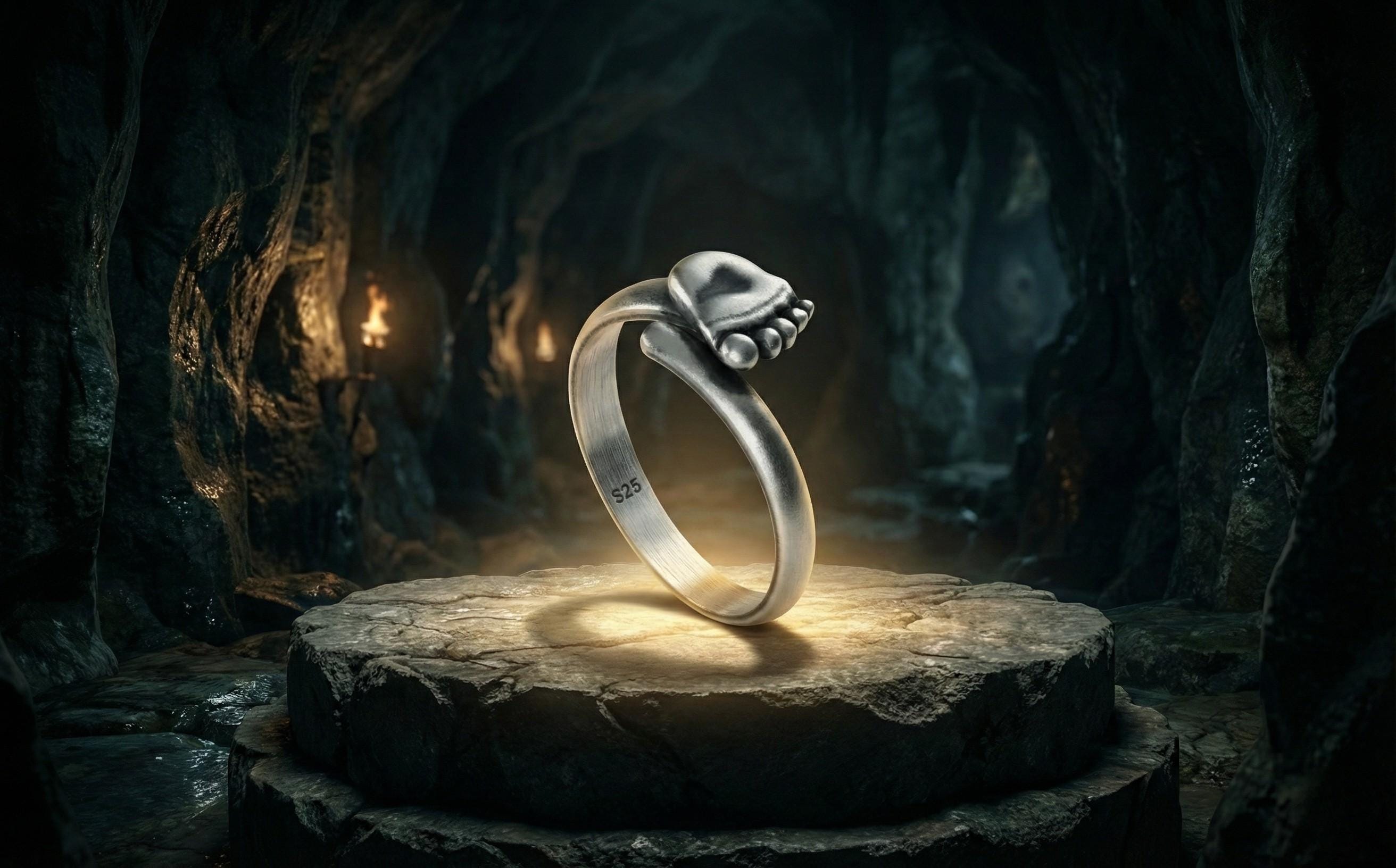 Gümüş Bebek Ayak İzi Ayarlanabilir UnisexYüzük