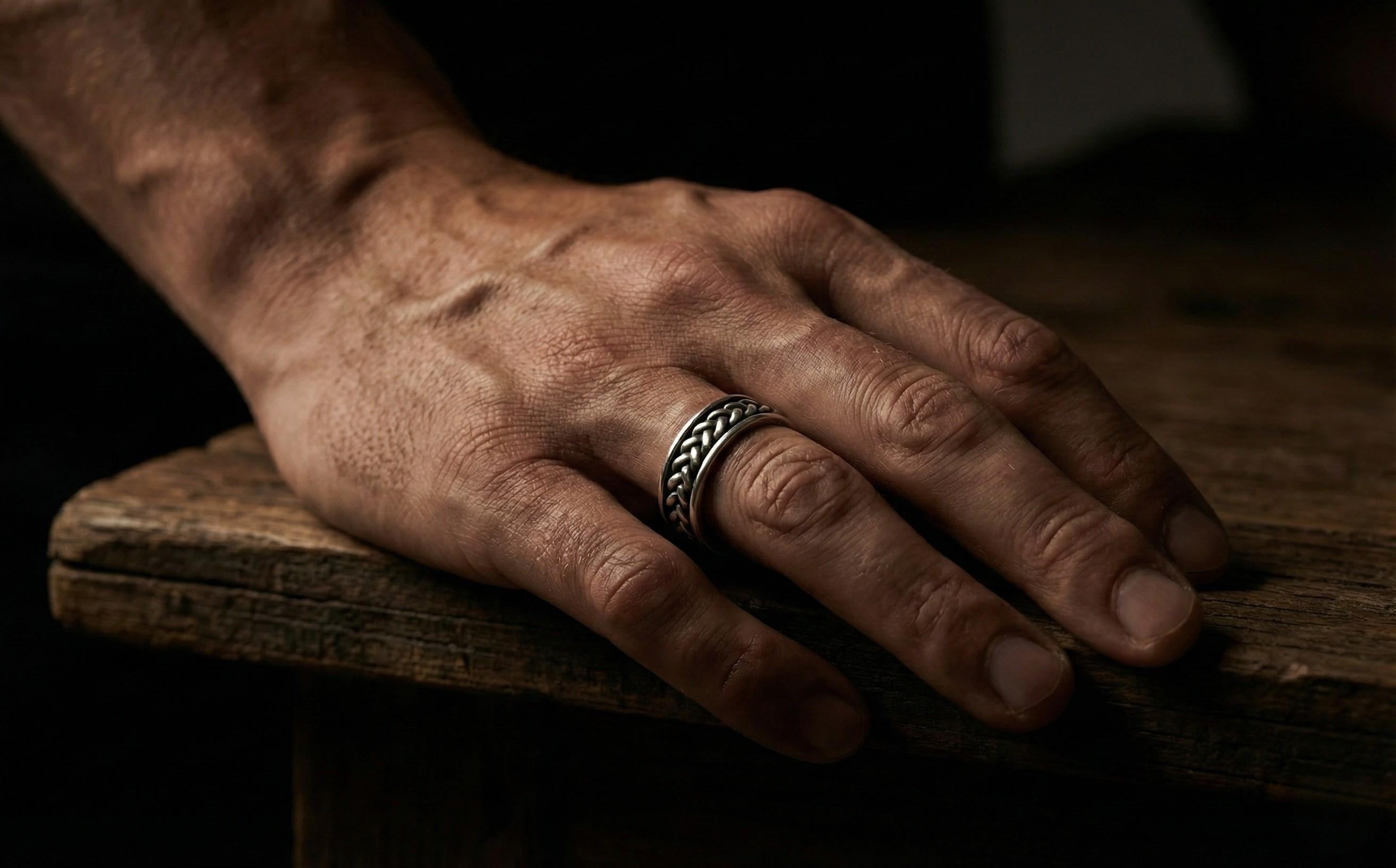 Unisex Gümüş Örgülü Yüzük