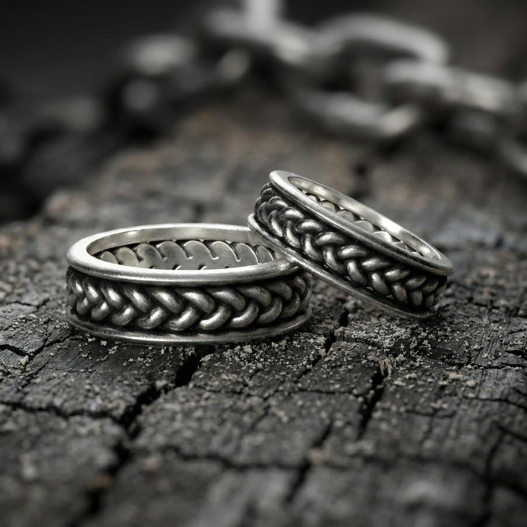 Unisex Gümüş Örgülü Yüzük