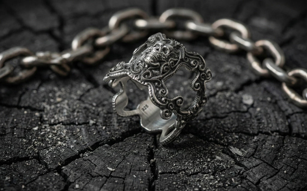 925 Ayar Gümüş Kafatası Yüzüğü – Unisex Gotik Barok Tarzı Yüzük