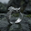 925 Ayar Gümüş Baykuş Yüzüğü – Erkekler İçin El Oyması Hayvan Figürlü Takı