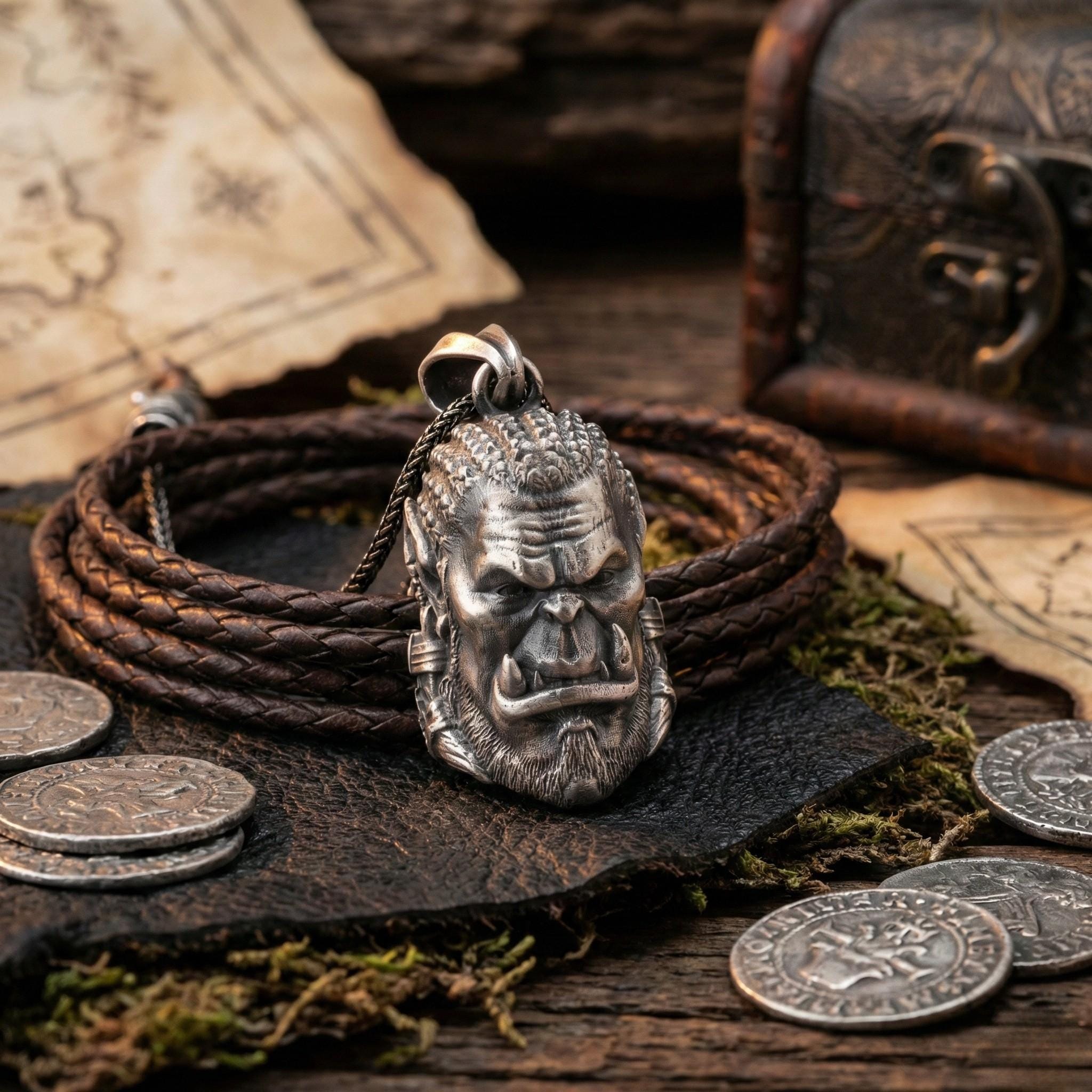 World of Warcraft 925 Ayar Gümüş Kolye: Oksitli El Yapımı Kolye