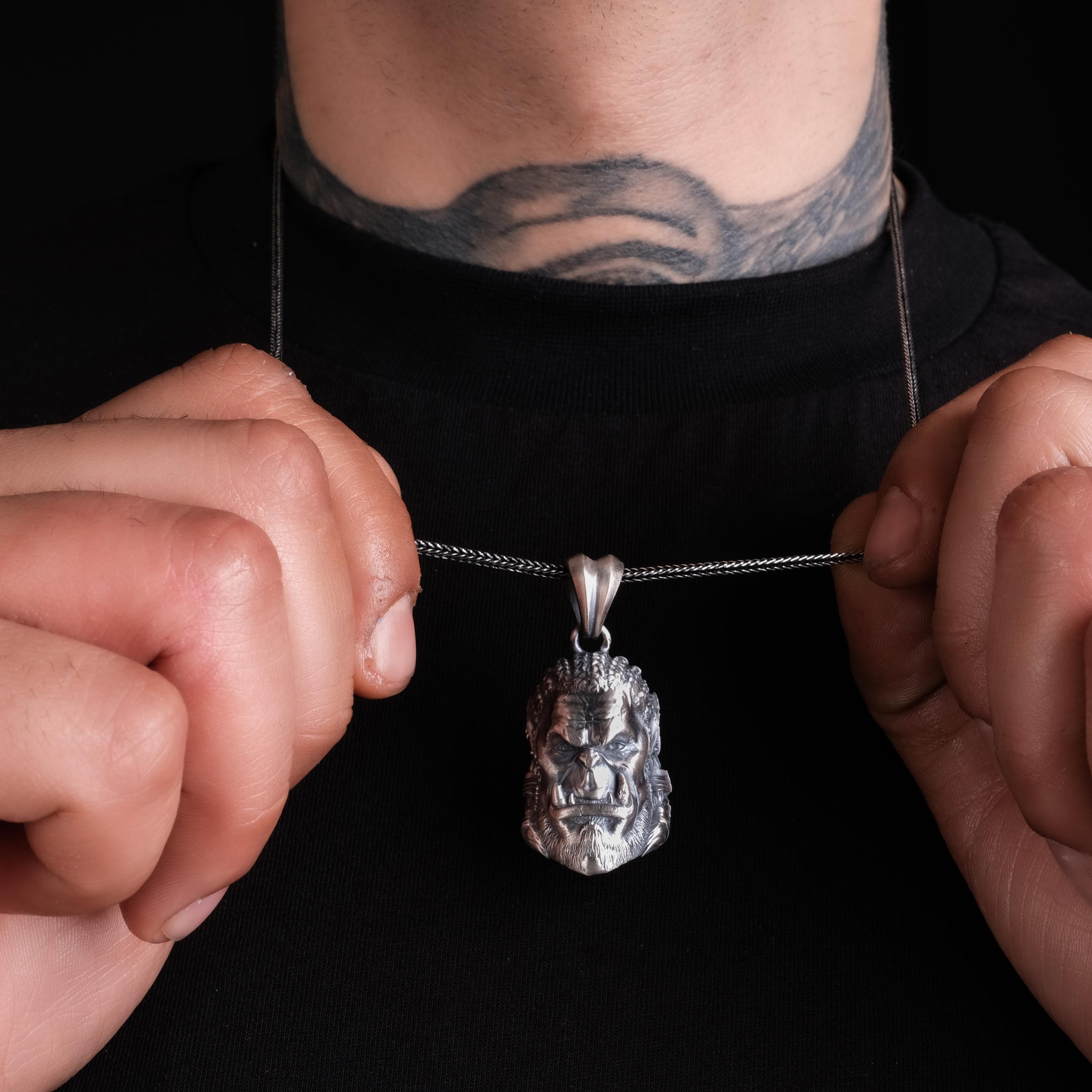 World of Warcraft 925 Ayar Gümüş Kolye: Oksitli El Yapımı Kolye