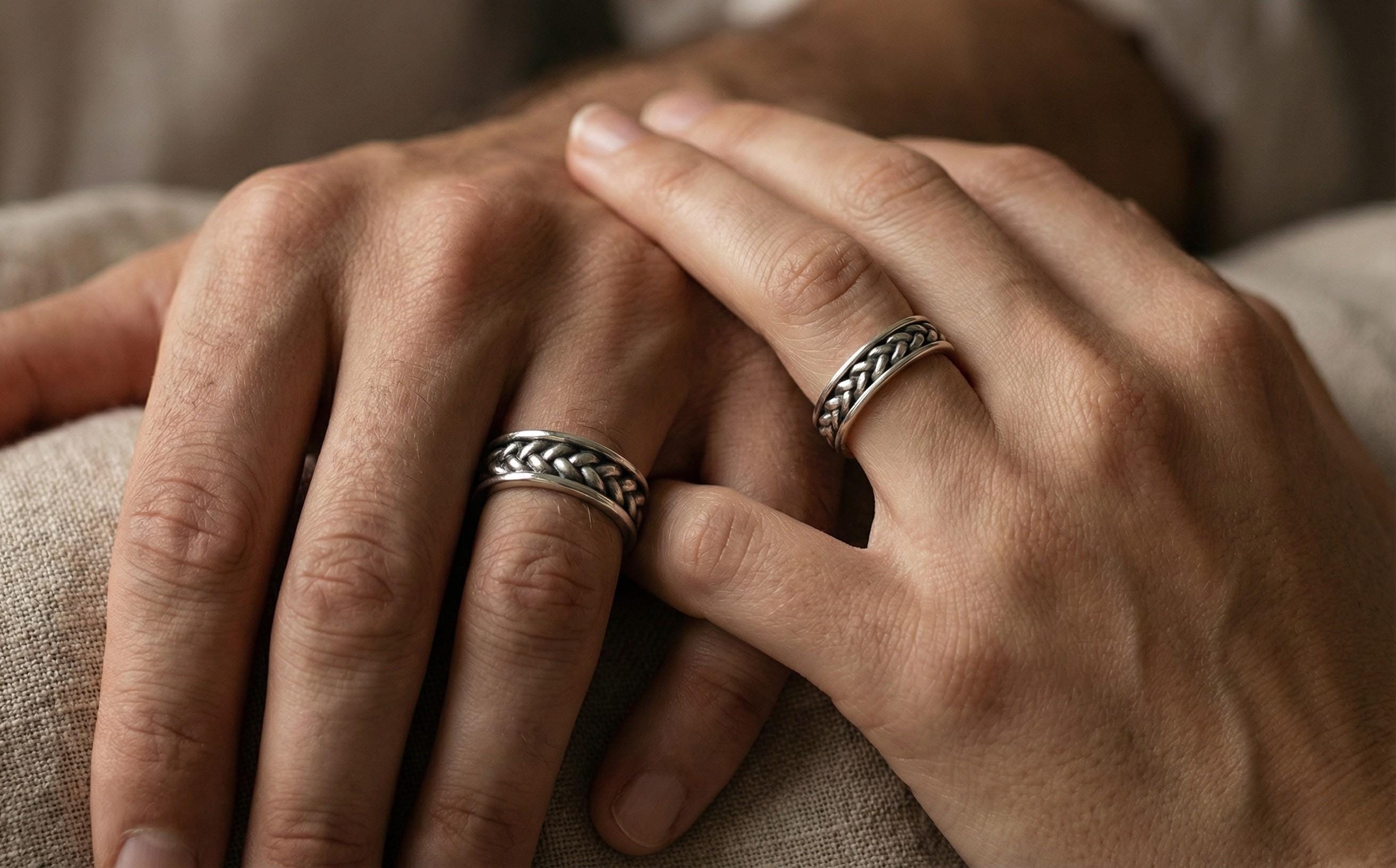 Unisex Gümüş Örgülü Yüzük