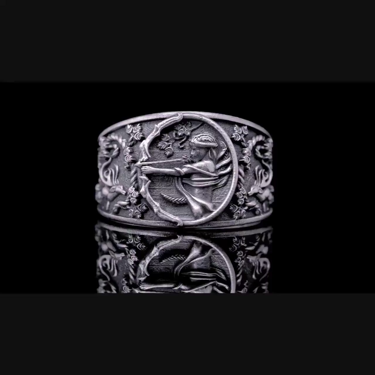 Artemis Gümüş Yüzük - Klasik Yunan Okçu Tarzı