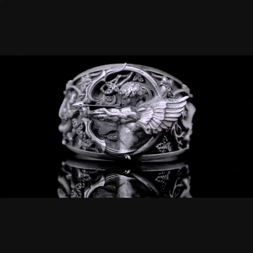 Eros Okçu Gümüş Yüzük - Klasik Yunan Mitolojisi Tasarımı