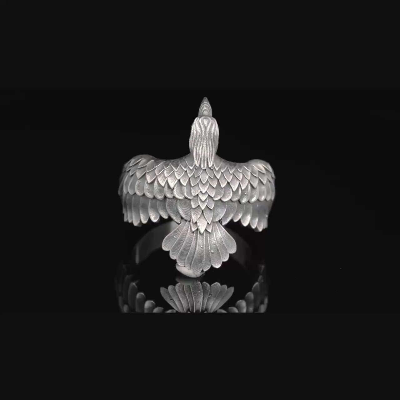 Karga Figürlü El Yapımı Gümüş Yüzük